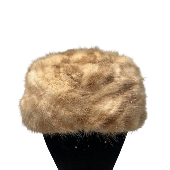 Gimbels Women's 6 3/4 Vintage Fur Pillbox Hat Cap 1950's Retro Brown USA Made - Picture 4 of 8